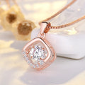 Sterling silver heart pendant necklace with crown and bow detail in rose gold or silver colour options