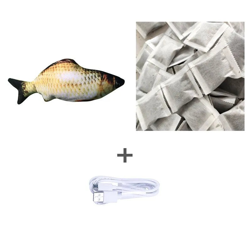 30cm electronic jumping fish cat toy with USB cable in multicolour fish designs