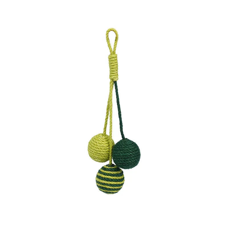 Cat toy set showing bite-resistant catnip ball and 255mm teaser stick in blue, green and multicolour options