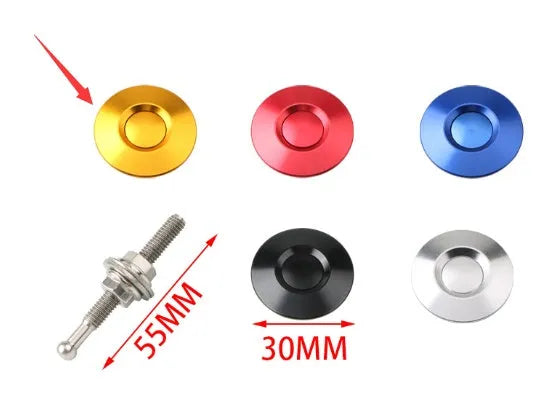 30mm diameter CNC aluminium mini engine cover lock in five colour options with 55mm screw