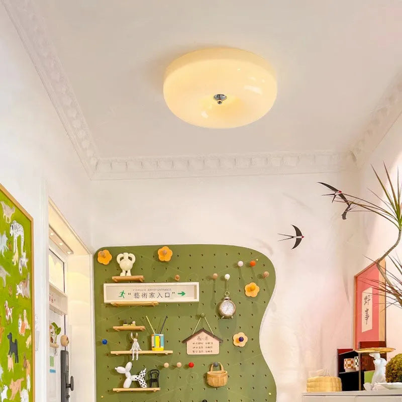 Cream colour American style ceiling lamp with three-colour light setting in 30cm or 40cm size.