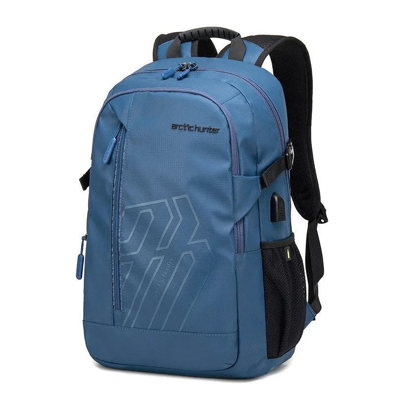18 inch casual computer backpack with plaid pattern and curved shoulder strap in multiple colour options