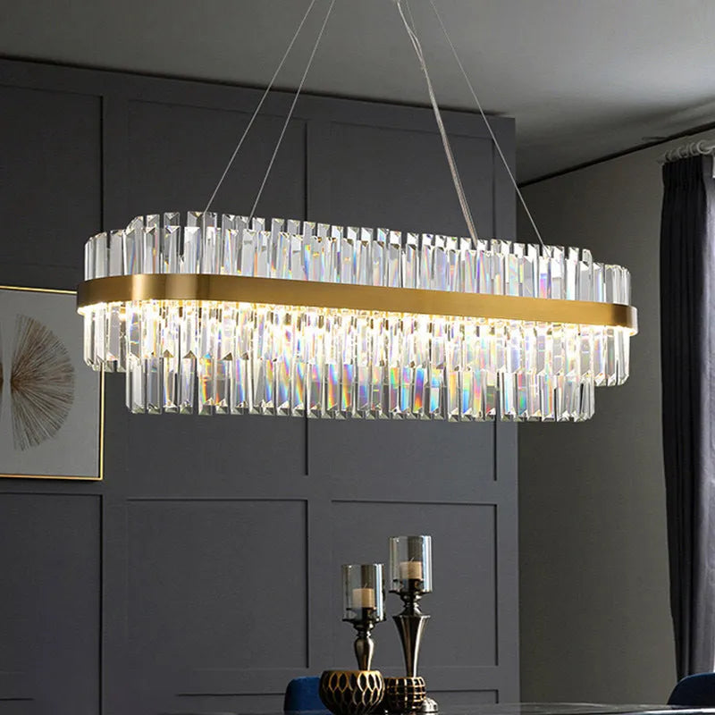 Crystal chandelier ceiling light with fish-shaped multi-head design and adjustable height