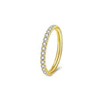 Stainless steel seamless nose ring in round shape showing colour options of black, gold, rose gold, and steel.
