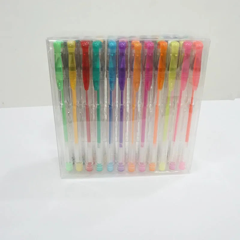 100-colour gel pen and highlighter set with dual tip sizes in plastic barrels