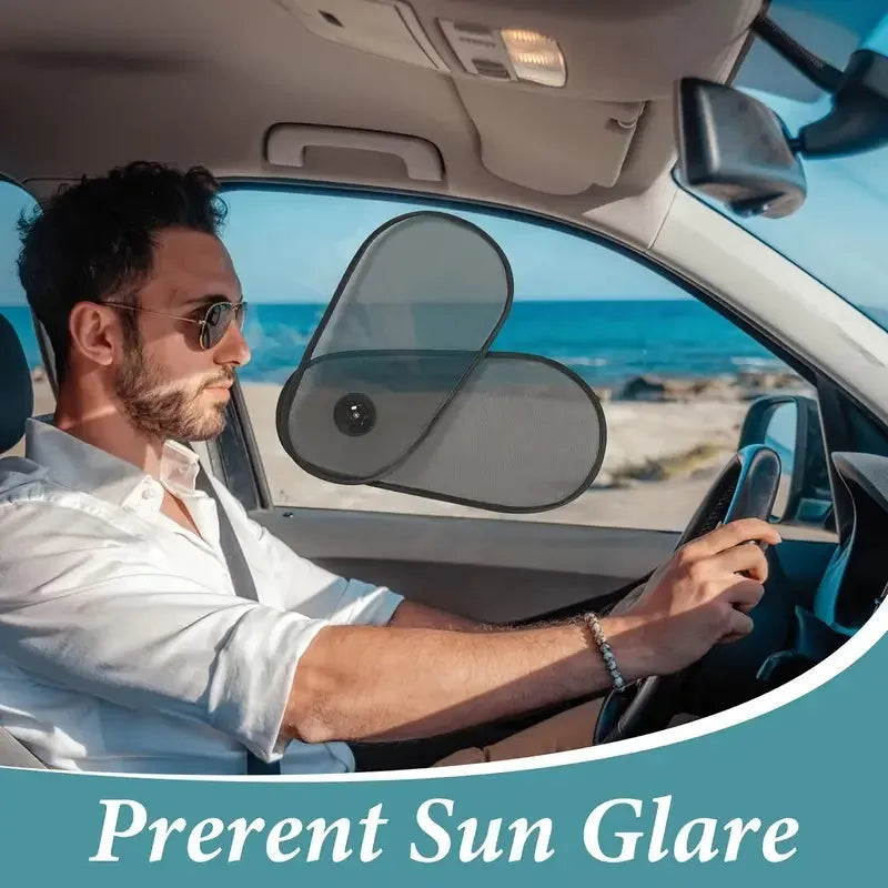 Breathable adjustable car side window shade with suction cups for baby sun protection.