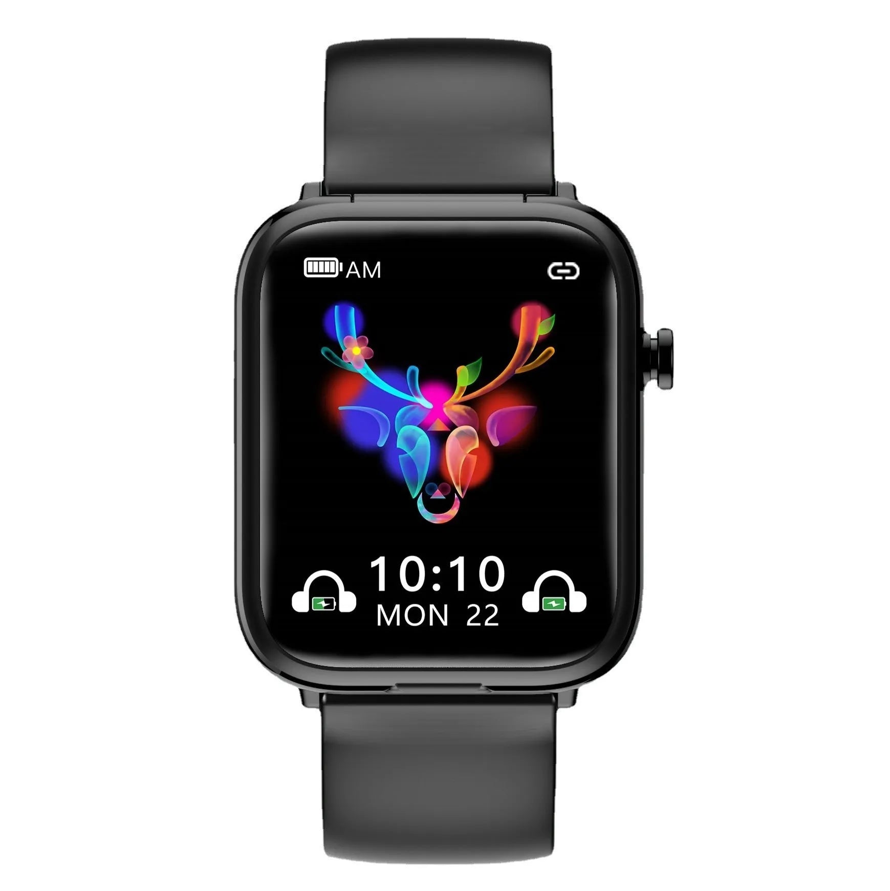 Black smart watch with touch screen and integrated Bluetooth headset on wrist