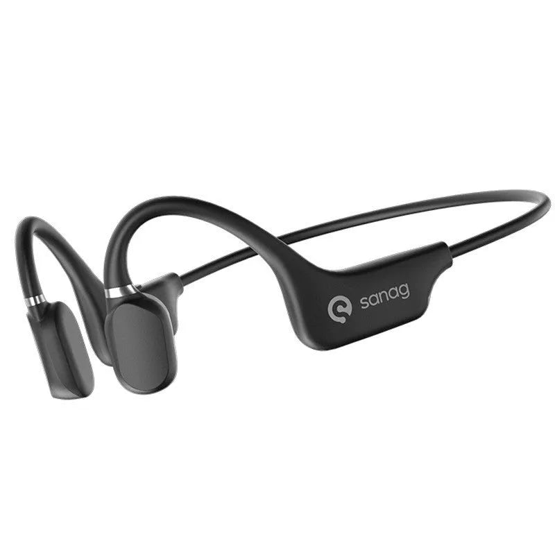 Wireless bone conduction Bluetooth headset in neckband style, shown in various colours including China Red and Mint Green.