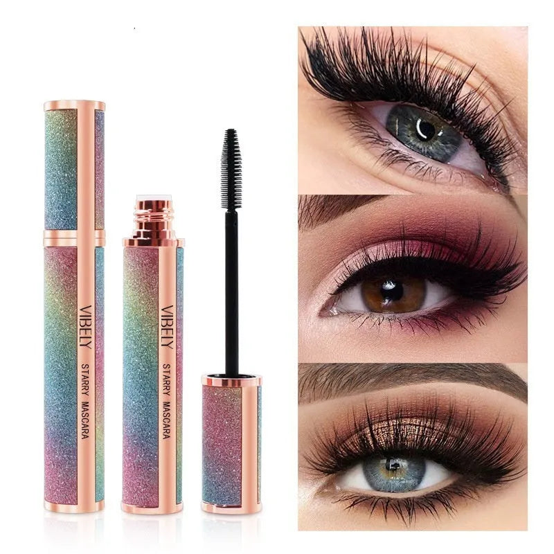 Black 4D waterproof mascara tube with curling formula for universal skin types