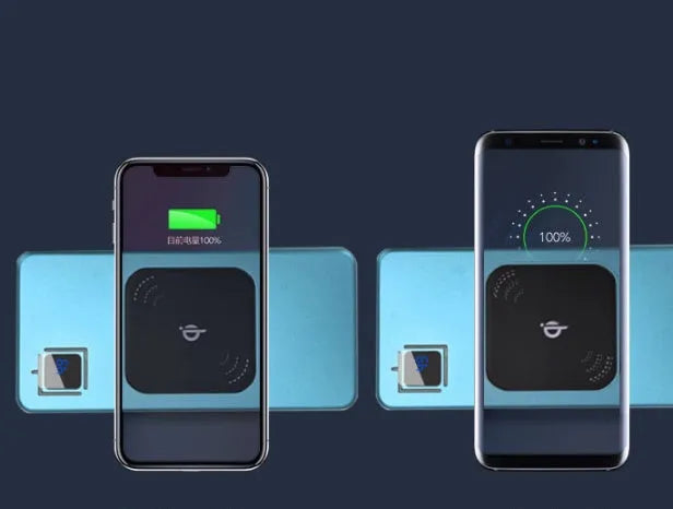 Silver alloy portable power bank with LCD screen showing battery percentage, alongside red and blue versions.