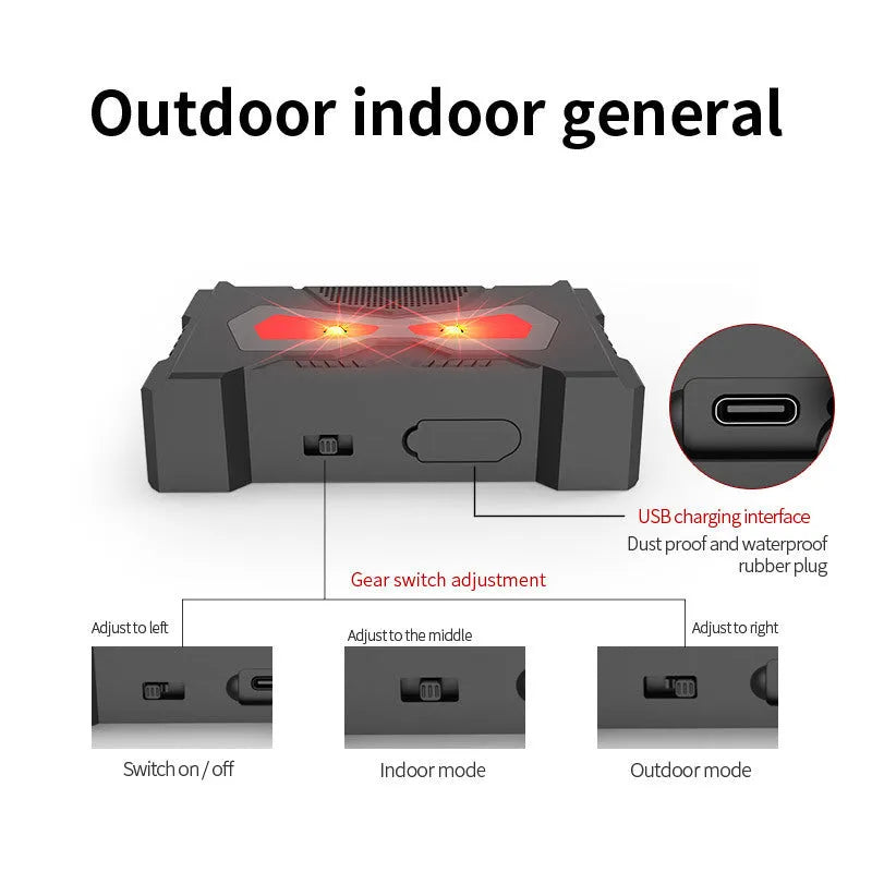 Black animal-shaped solar ultrasonic repeller with charging cable for outdoor pest control