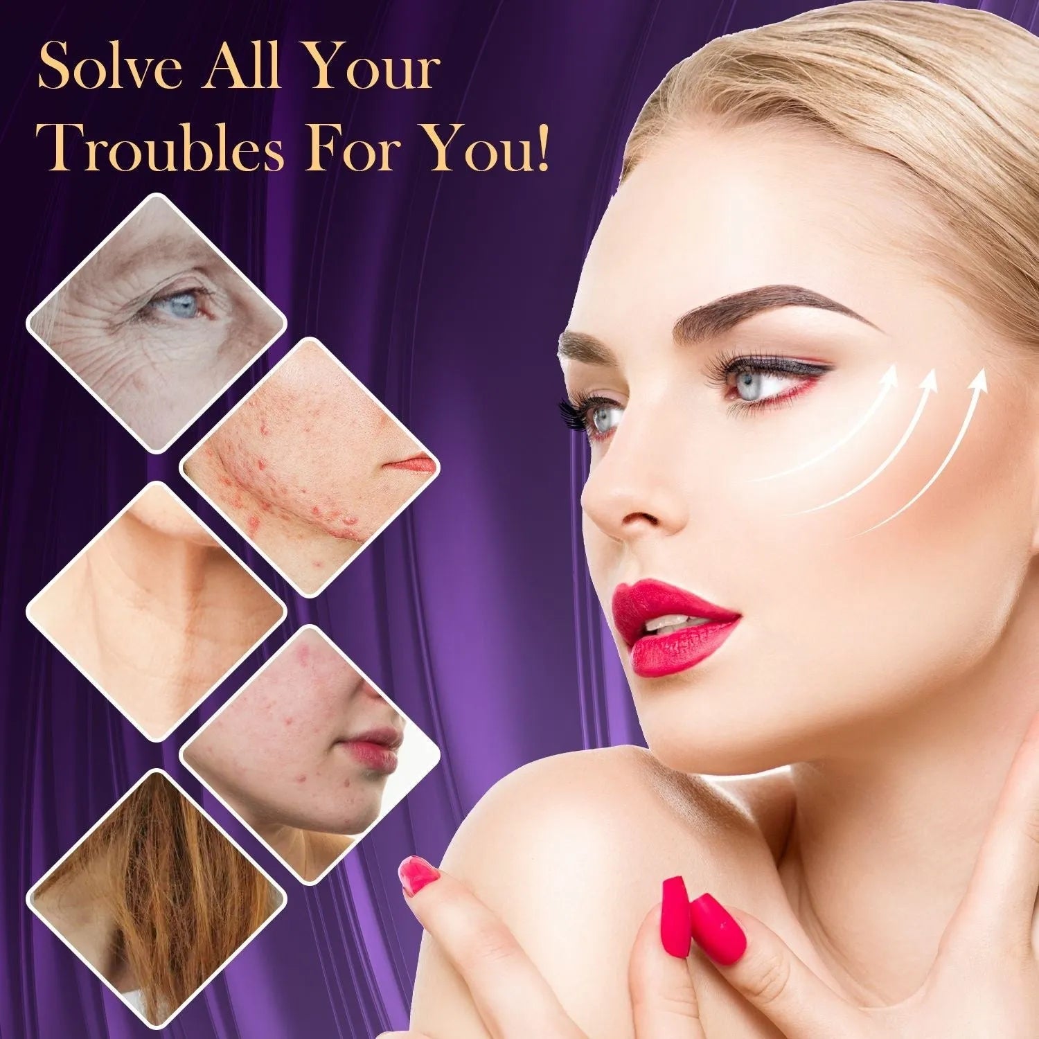 Professional purple high wave electrotherapy rod with six accessory heads for commercial skin treatments.