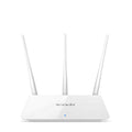White wireless router with antennas for dual-band 2.4G and 5G WiFi home networking