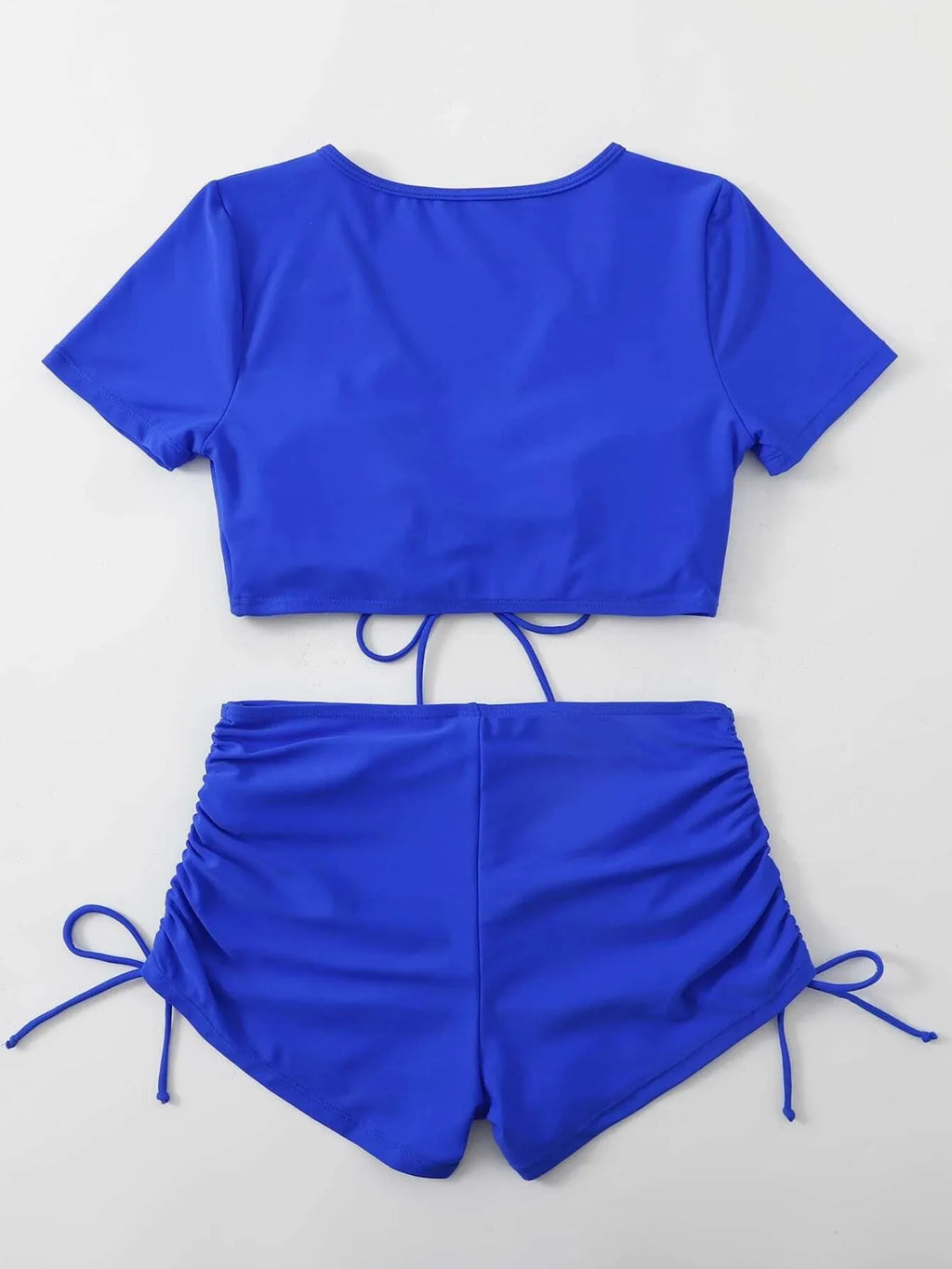 Women's lace-up bow two-piece swimsuit bikini set in multiple colours.