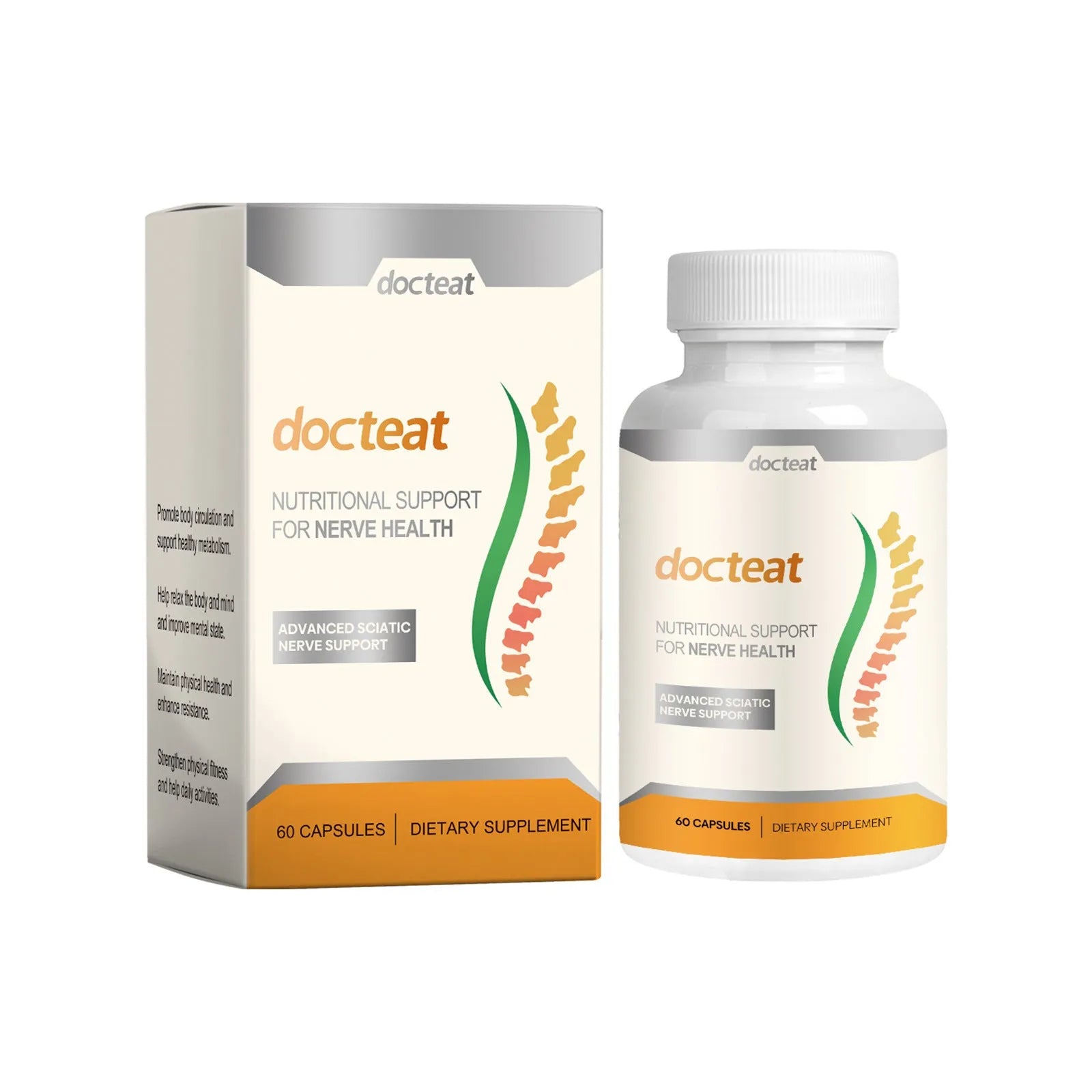 DOCTEAT body care adhesive wrap kit bottle containing 60 capsules for joint comfort