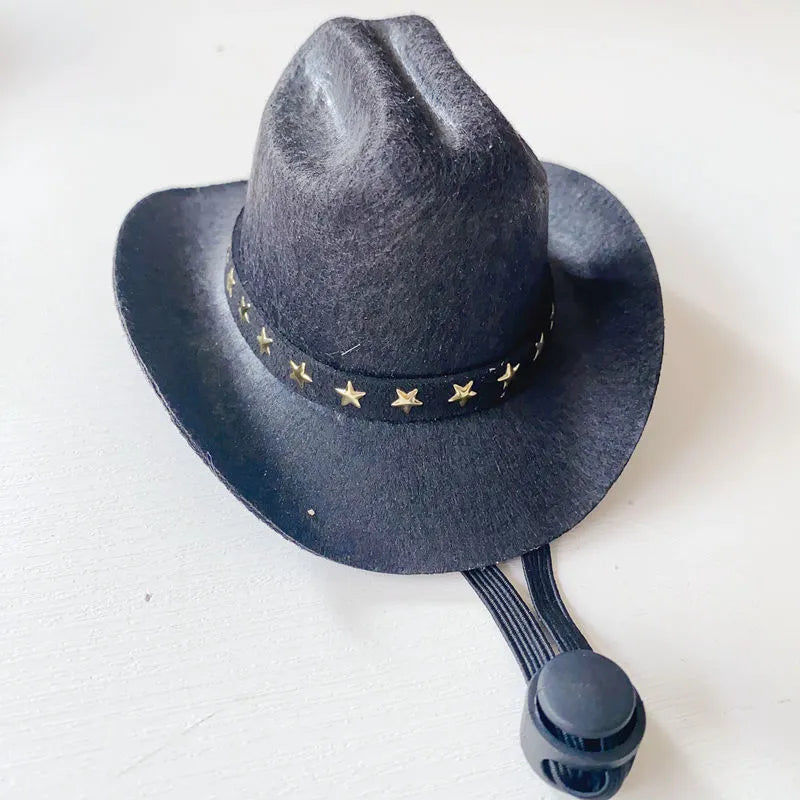 British-style cat cowboy hat with velvet belt decoration in S and M sizes