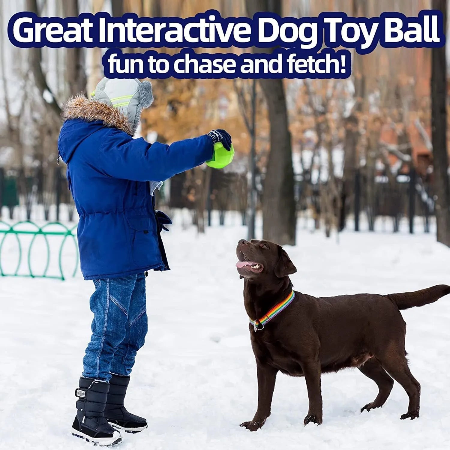 Green natural rubber dog squeaky toy ball for aggressive chewers, 90mm diameter