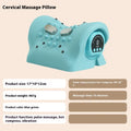 Blue-green portable cervical massage pillow with EMS and hot compress functions