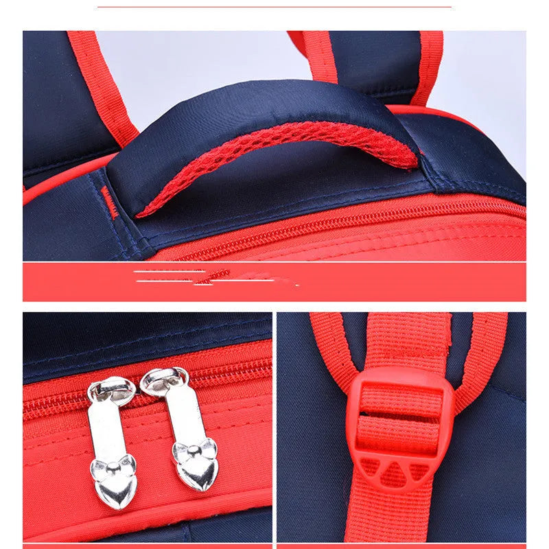 Blue anime cartoon print children's school backpack with load-reducing straps and pencil case