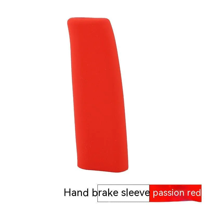 Universal silicone handbrake sleeve for cars in black, grey, beige, red, and blue colour options
