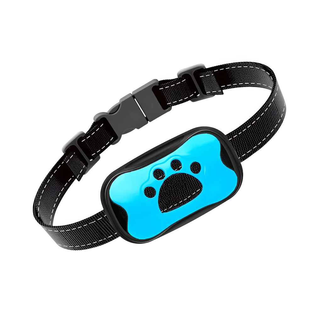 Anti-barking dog collar with sound and vibration, adjustable 17-55 cm, ABS plastic, Blue or Red