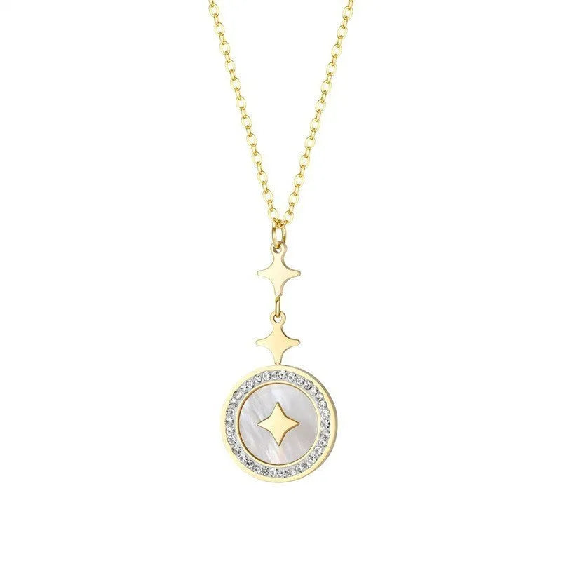 Six-pointed star titanium steel necklace for women in geometric hexagonal design with adjustable chain