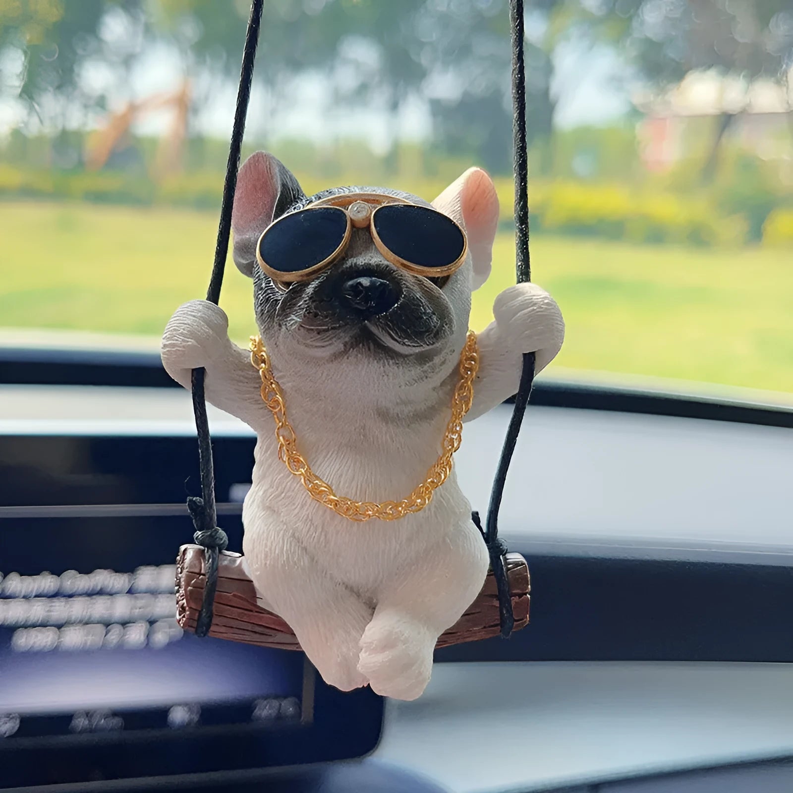 Resin bulldog car hanging ornament for rearview mirror in multiple colour options