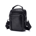 Black genuine leather men's shoulder bag with a retro business casual style.