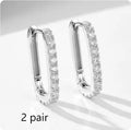 S925 sterling silver oval and quadrilateral zircon ear clips in white or yellow colour options