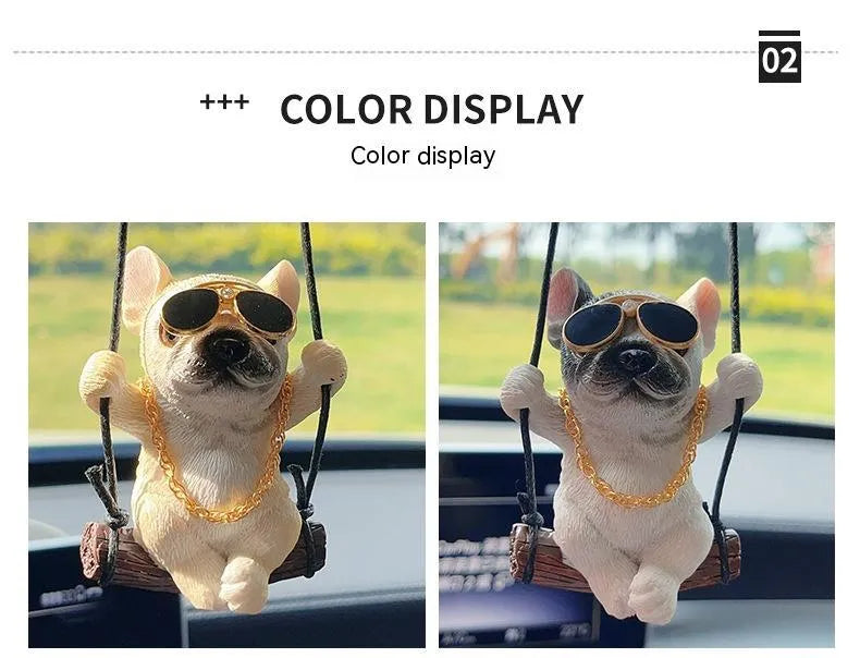 Resin bulldog car hanging ornament for rearview mirror in multiple colour options