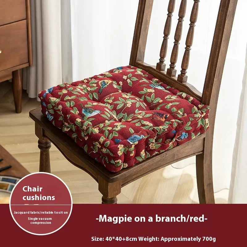 American style dining chair cushion measuring 40x40x8cm with floral pattern and solid colour options