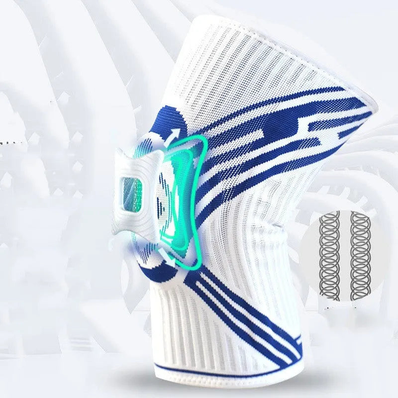 Blue cotton elastic knee pads for adult basketball and running sports.