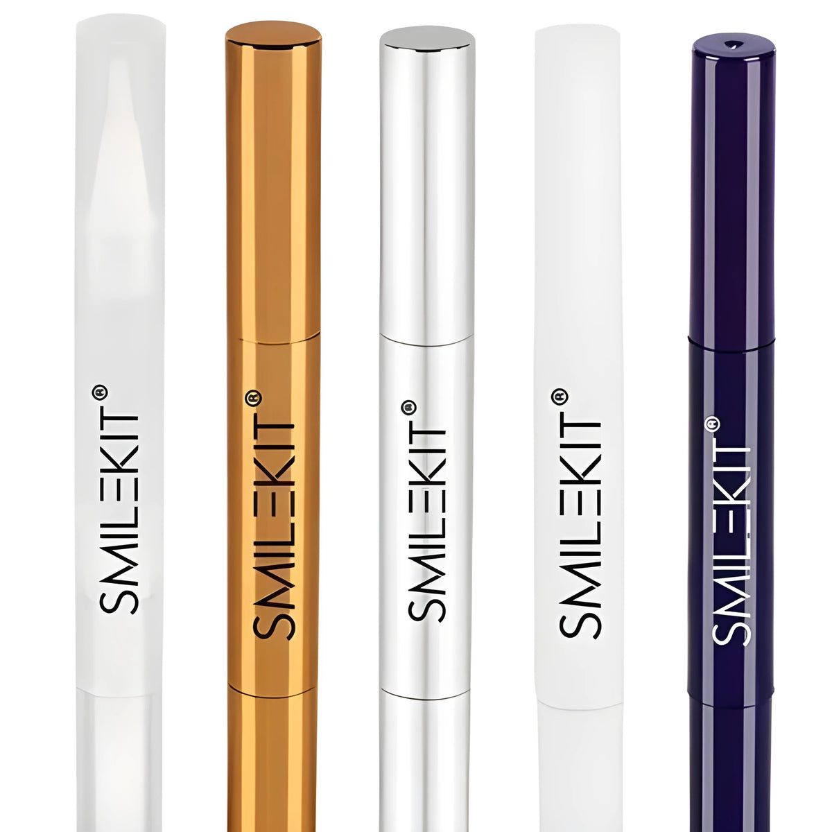 Toothbrush cleaning and whitening pen with gold aluminium case or plastic options