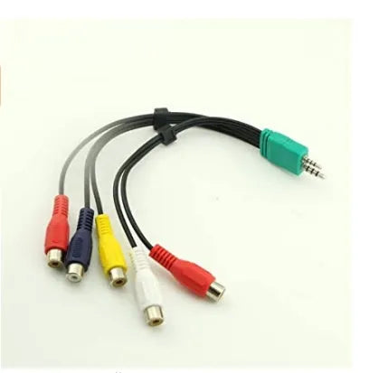 Black 3.5mm and 2.5mm to 5 RCA AV adapter cable with tinned copper wire and 18cm product length