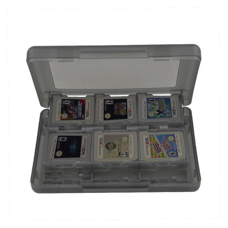NDS 3DS game card storage box in choice of colours showing compact size and game slot layout