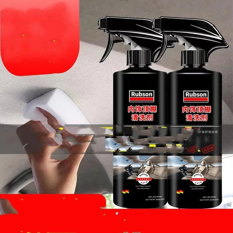 Wash-free fabric roof foam decontamination cleaner bottle with towel and sponge wipes for car interior cleaning