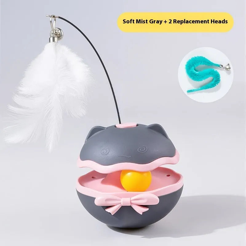Electric cat teasing stick with LED light in lemon yellow, sky blue, and soft fog grey colour options.