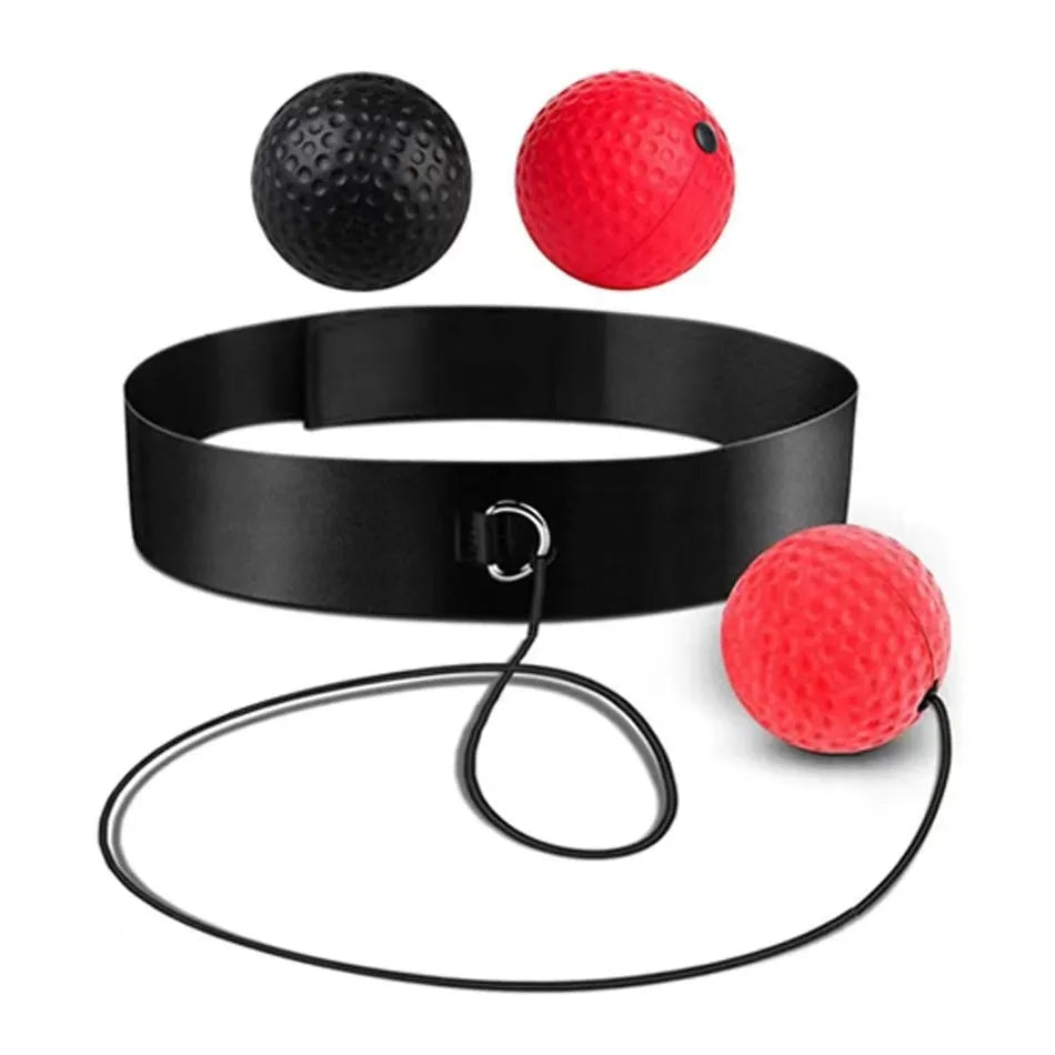 Head-mounted boxing reaction ball with adjustable headband and multiple ball options