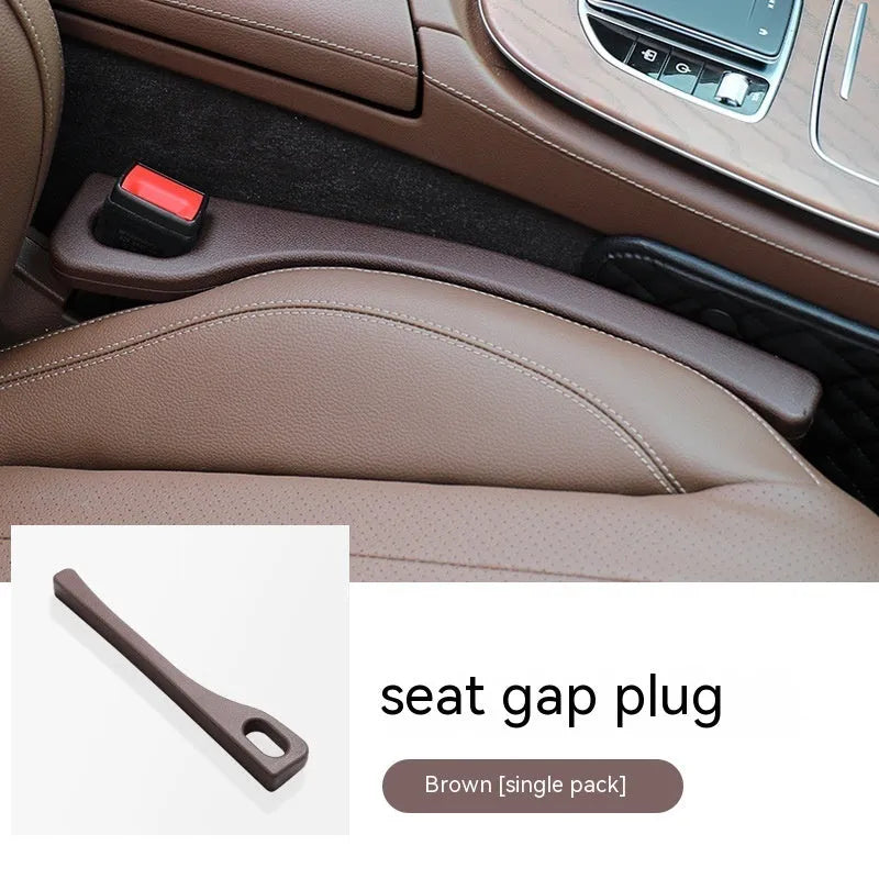 Polyurethane car seat gap filler strip preventing items falling between vehicle seats