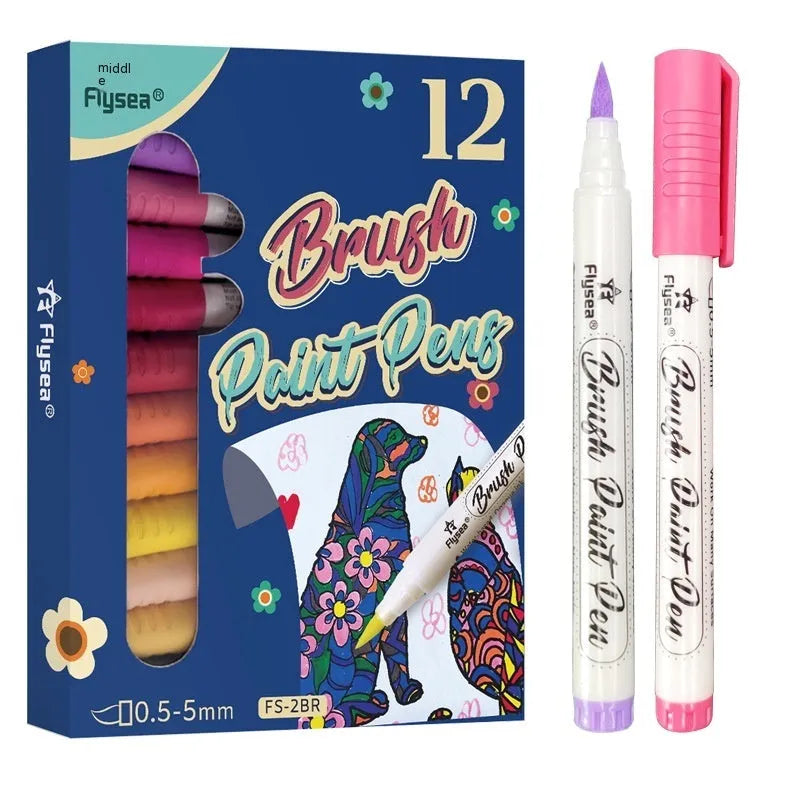 Set of gouache pens with soft flexible tips for hand lettering and artistic applications