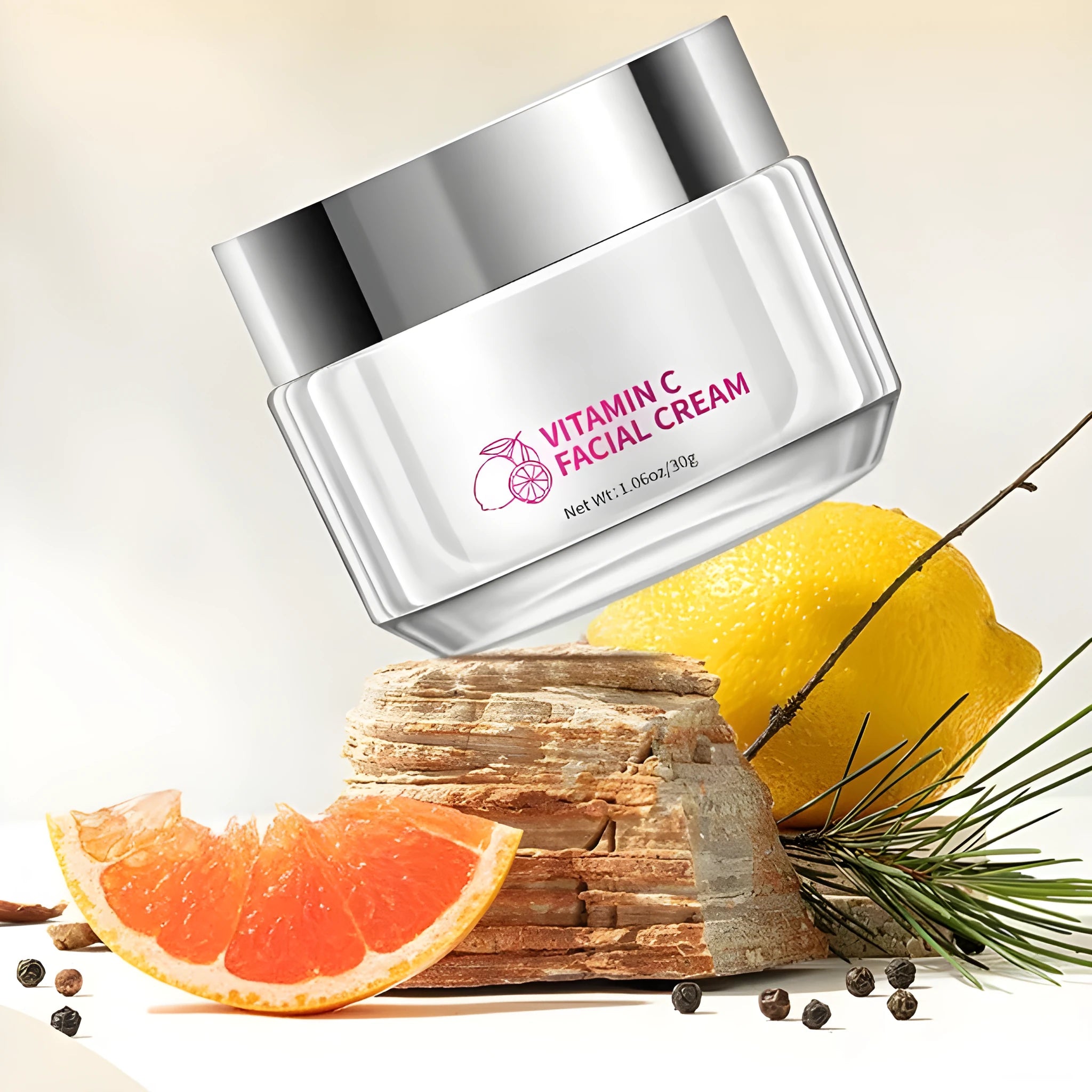 30g Vitamin C face cream jar measuring 6x6x5.2cm for universal skin care