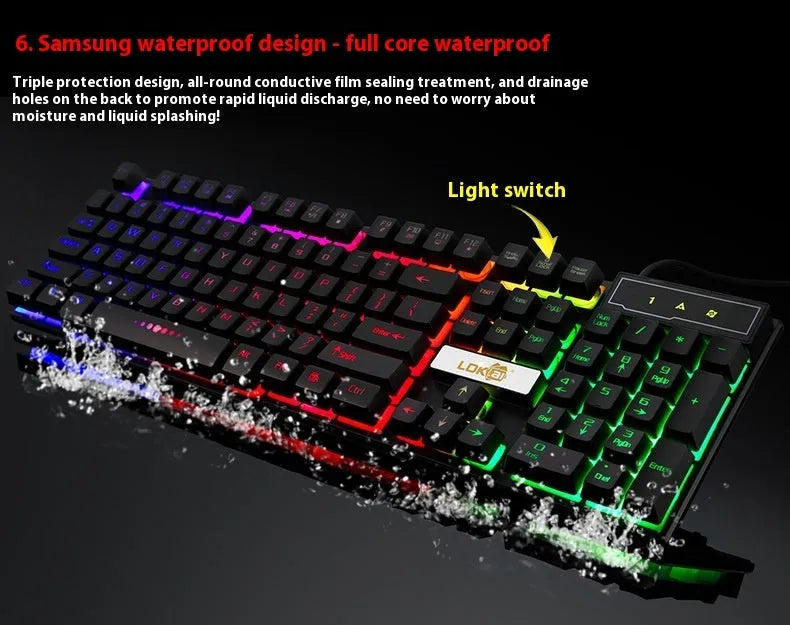 Glowing gaming keyboard USB cable with LED lighting in 1.8 metre length