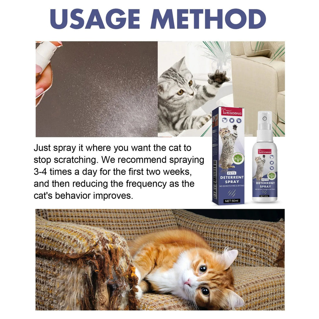 50ml pet deterrent spray in box packaging for preventing scratching on doors and sofas