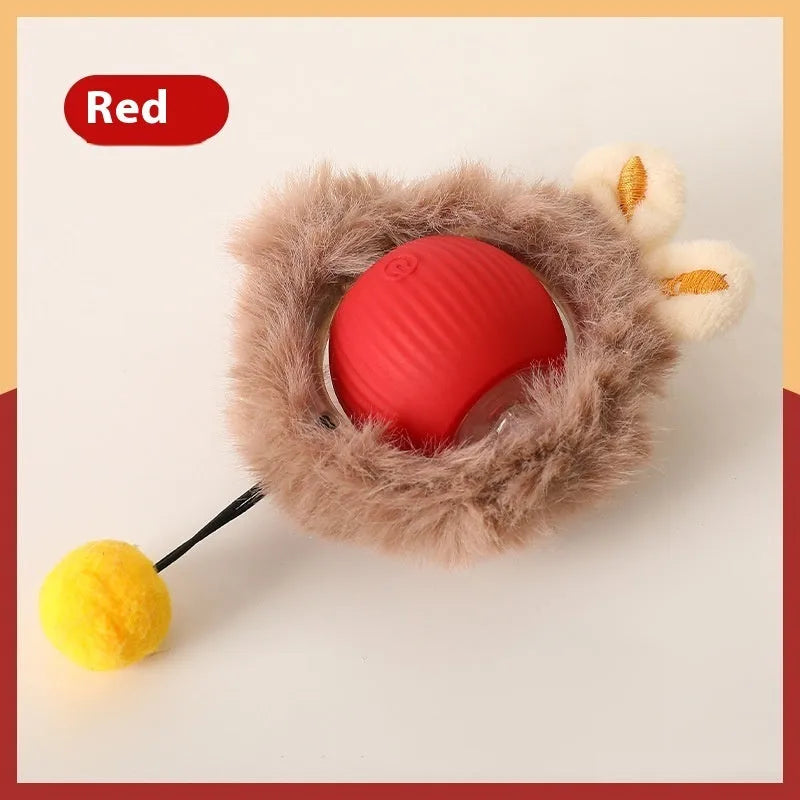 Silicone cat rolling ball toy in three colour options for self-play and feline entertainment
