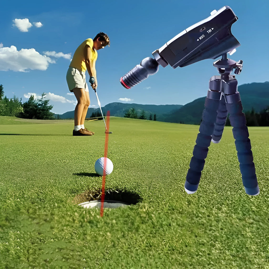 Golf putter laser aiming instrument with removable tripod for alignment practice