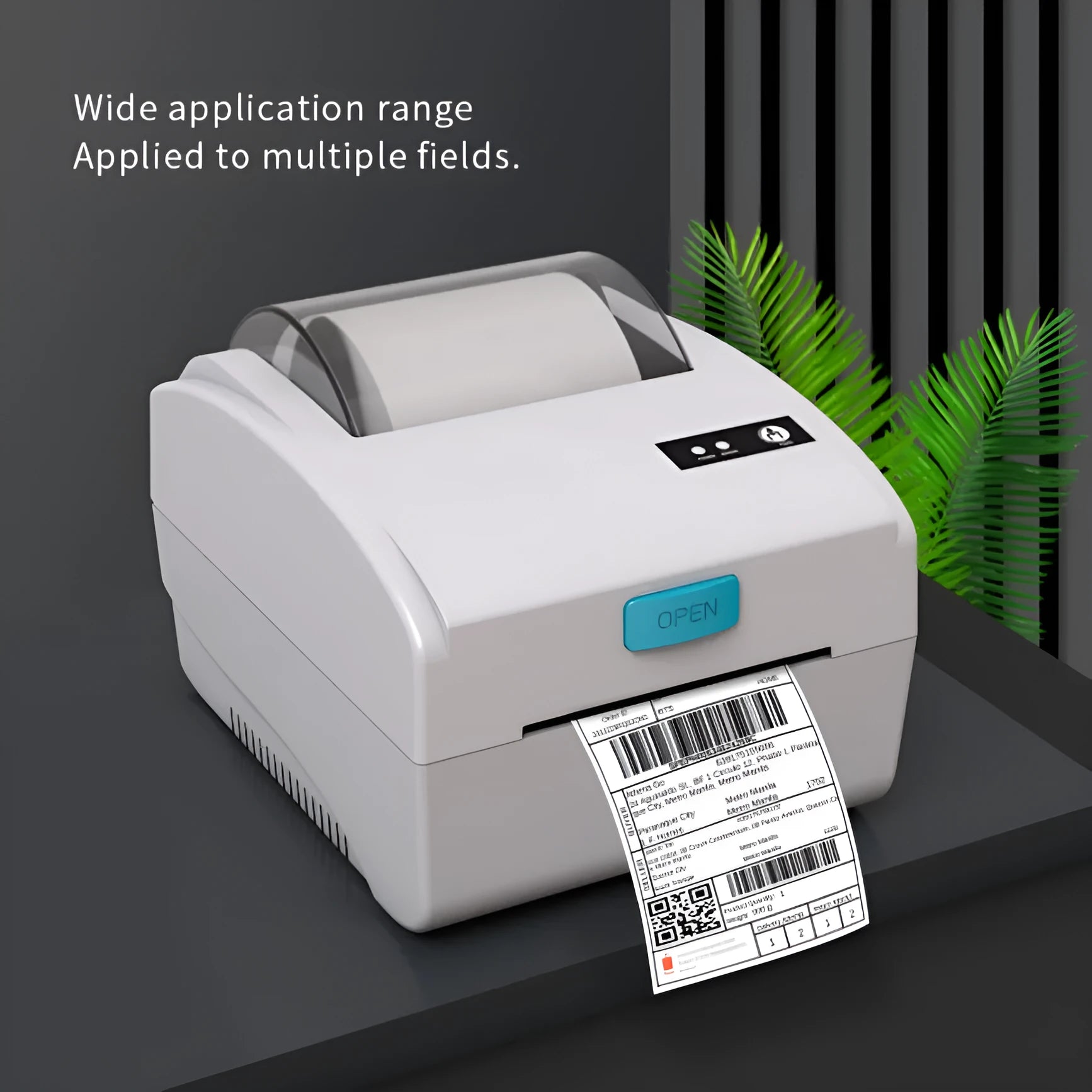 White Bluetooth thermal label printer with compact dimensions for shipping label printing