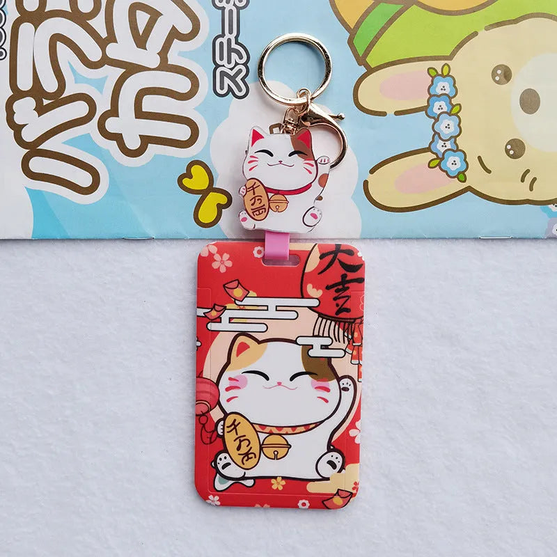 Lucky Cat plastic card sleeves with ferrule pendant in cartoon style designs