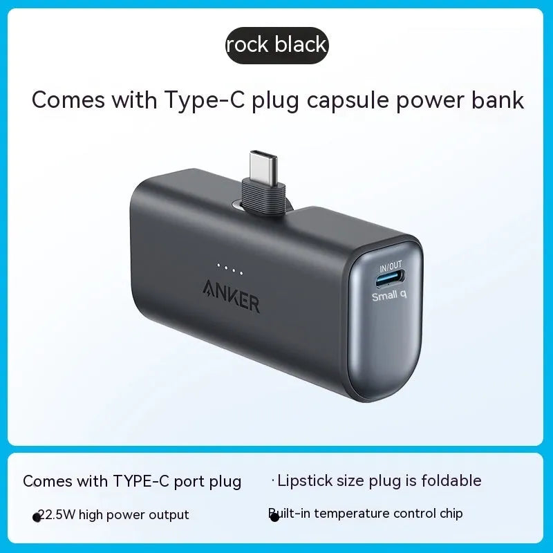 Capsule Power Bank 5000mAh portable charger in five colour options showing compact design