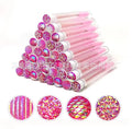 Disposable eyelash and mascara brushes in transparent plastic tubes with spiral brush heads