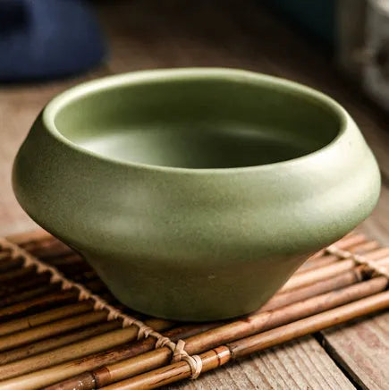 Japanese ceramic tall soup bowl with underglaze decoration in stone conch bowl pattern